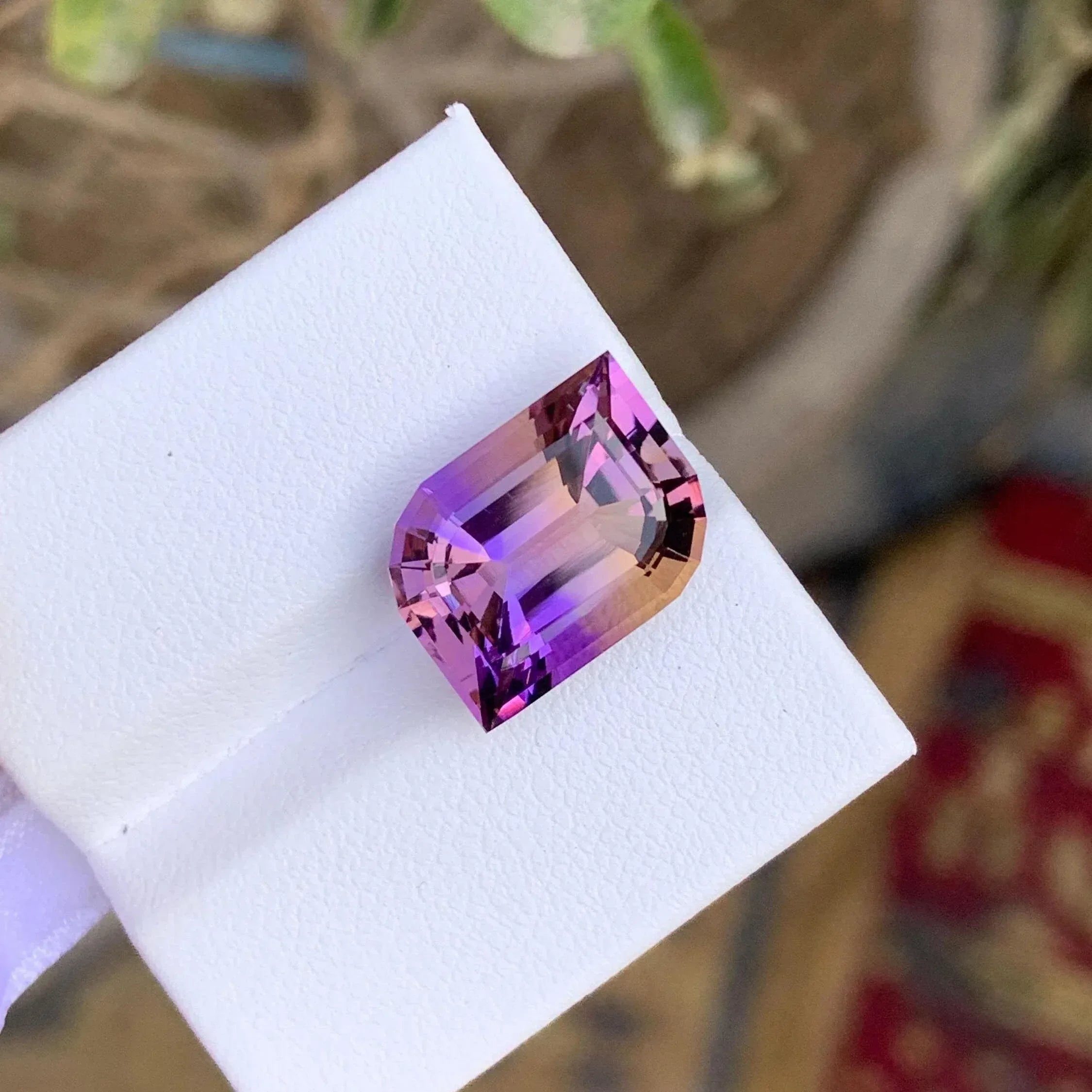 Brazilian Bicolor Ametrine Gemstone: 8.35 Carat Precision Cut - Splendor Gems