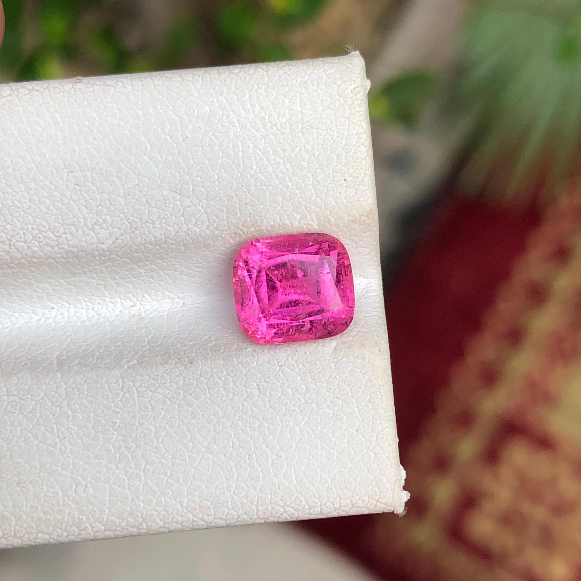 Neon Pink Rubelite Tourmaline: 1.90 CTS Afghan Cushion Cut Gemstone