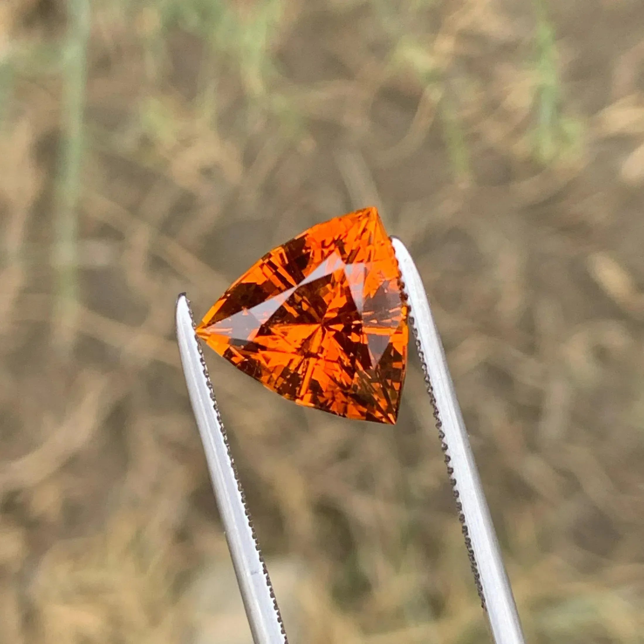 Deep Orange Citrine: 2.90 CTS Trillion Cut Gemstone - Splendor Gems