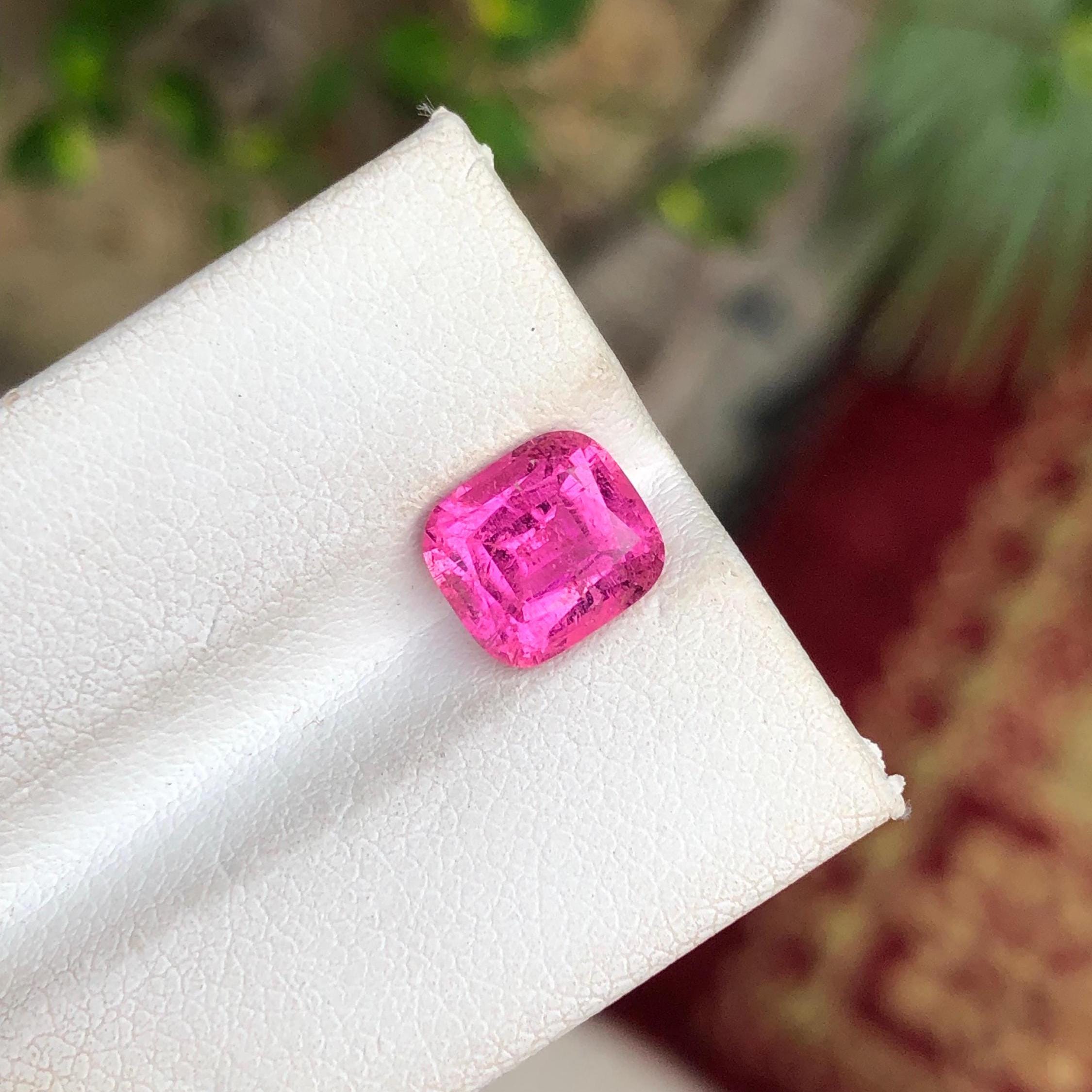 Neon Pink Rubelite Tourmaline: 1.90 CTS Afghan Cushion Cut Gemstone Secondary image