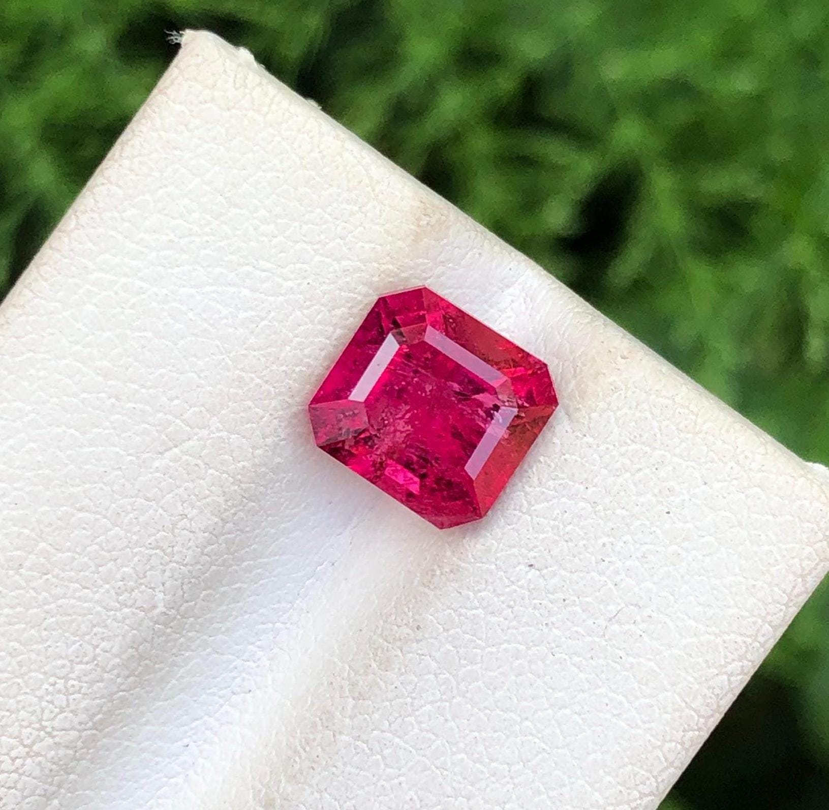 Red Tourmaline Gemstone: 2.30 CTS Emerald Cut Loose Stone Main image