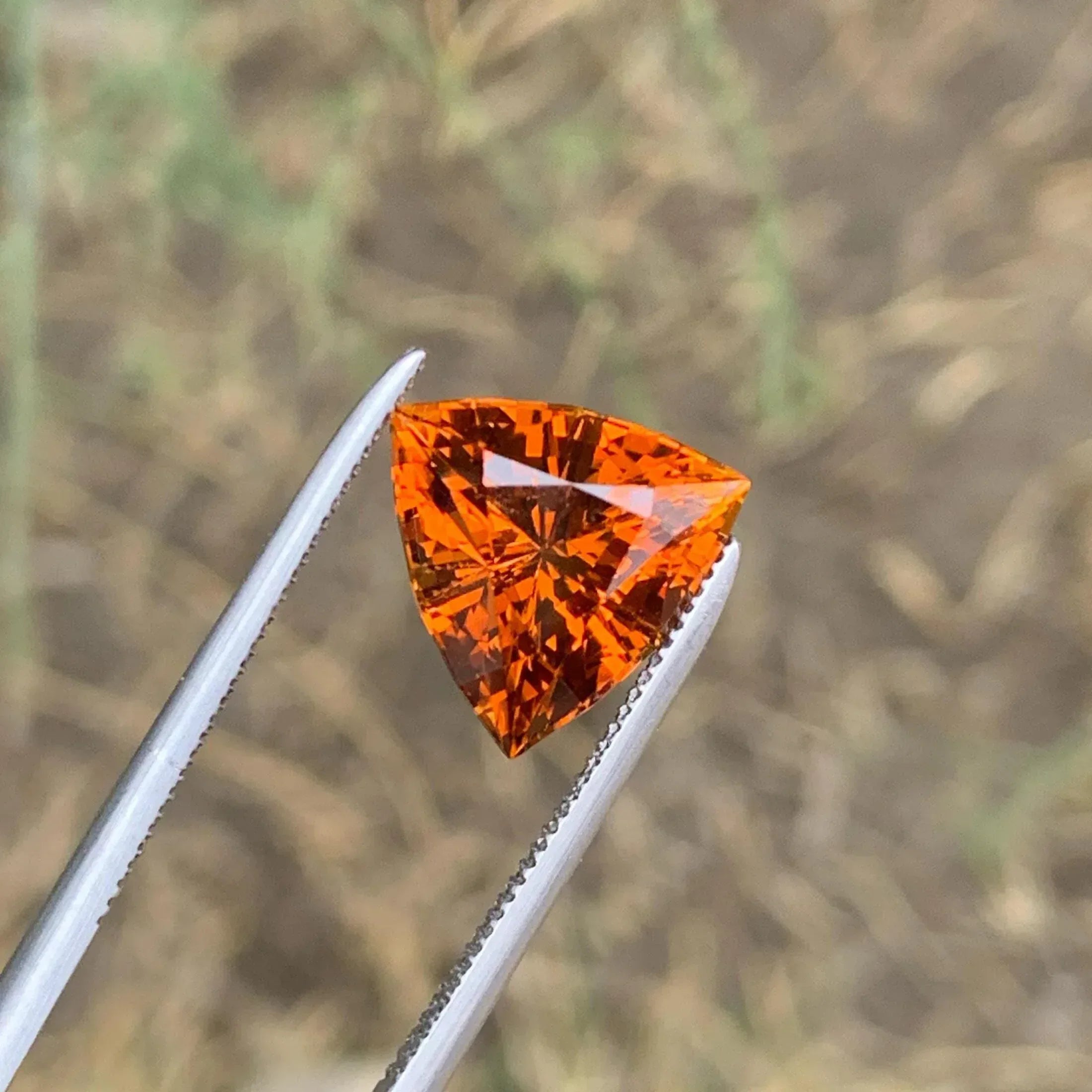 Deep Orange Citrine: 2.90 CTS Trillion Cut Gemstone - Splendor Gems