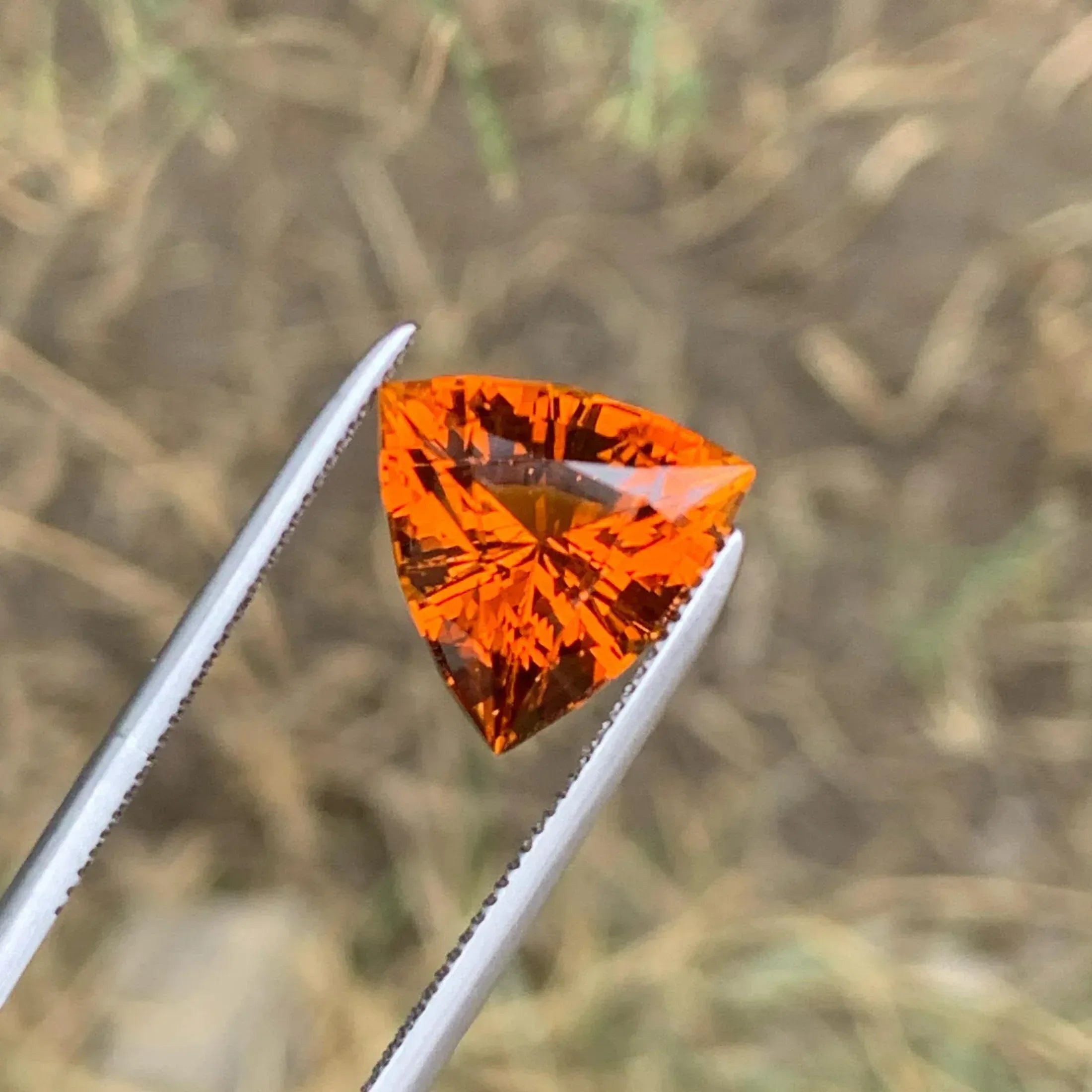 Deep Orange Citrine: 2.90 CTS Trillion Cut Gemstone Secondary image