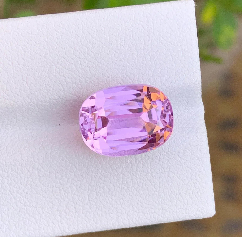 9.80 CTS Loupe Clean Kunzite Gemstone: Faceted Cushion Cut - Splendor Gems