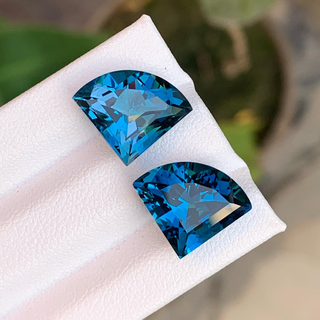London Blue Topaz Pair: 14.5 Carat Faceted Gemstones