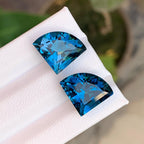 London Blue Topaz Pair: 14.5 Carat Faceted Gemstones