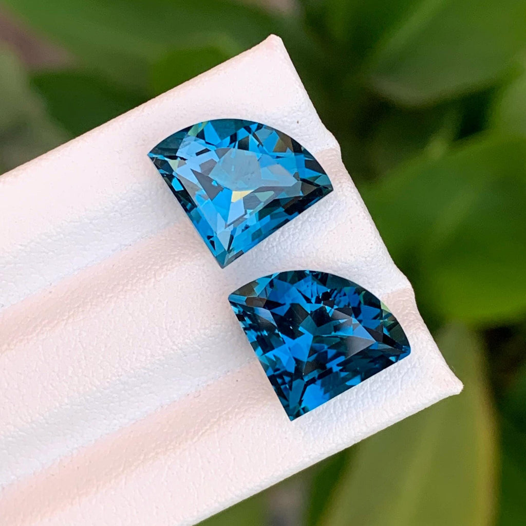 London Blue Topaz Pair: 14.5 Carat Faceted Gemstones