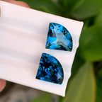London Blue Topaz Pair: 14.5 Carat Faceted Gemstones