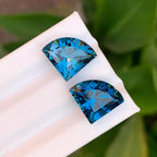 London Blue Topaz Pair: 14.5 Carat Faceted Gemstones