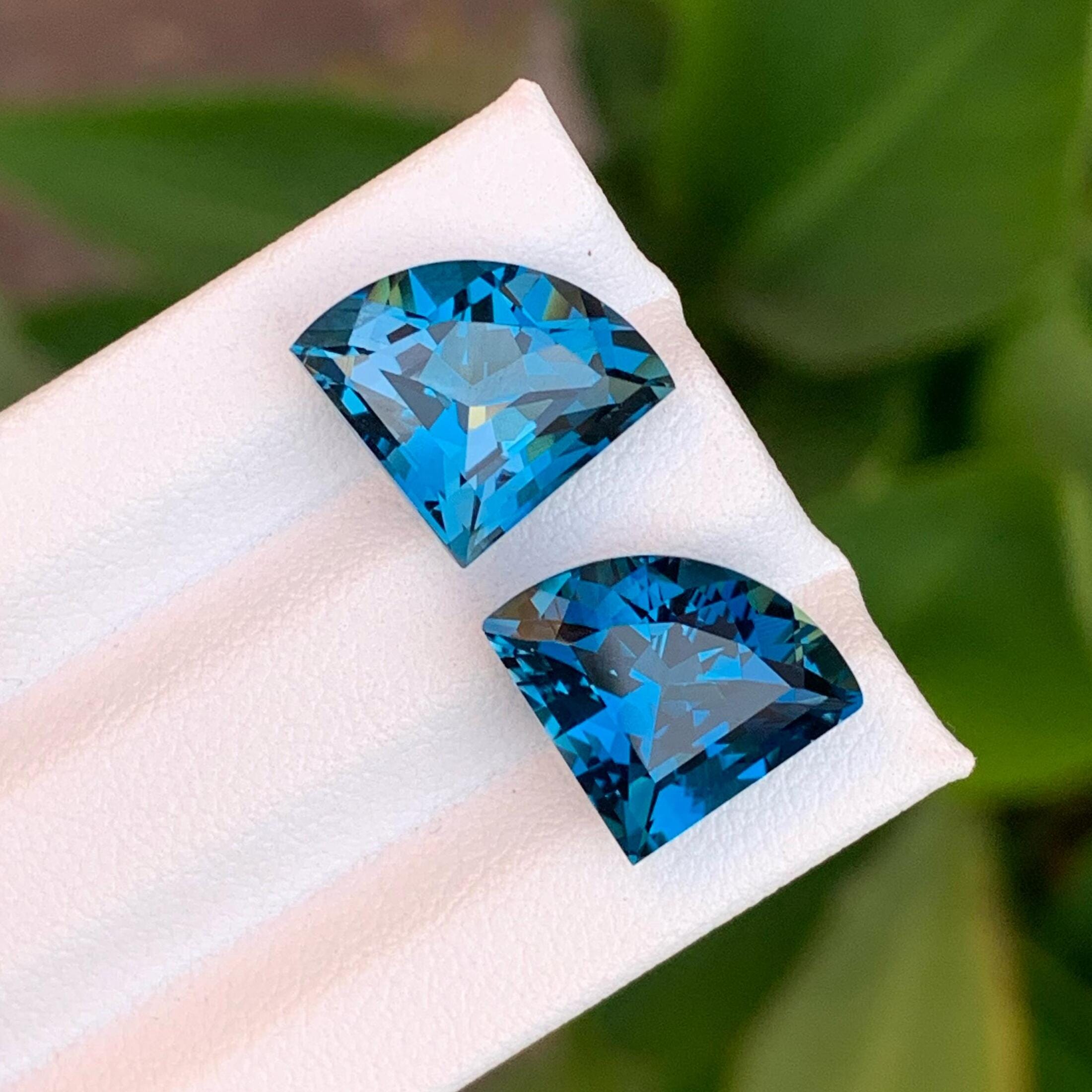 London Blue Topaz Pair: 14.5 Carat Faceted Gemstones