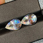 5.47 Carat Faceted Pear Rainbow Moonstone Pair: VVS Sri Lanka Gemstone - Splendor Gems