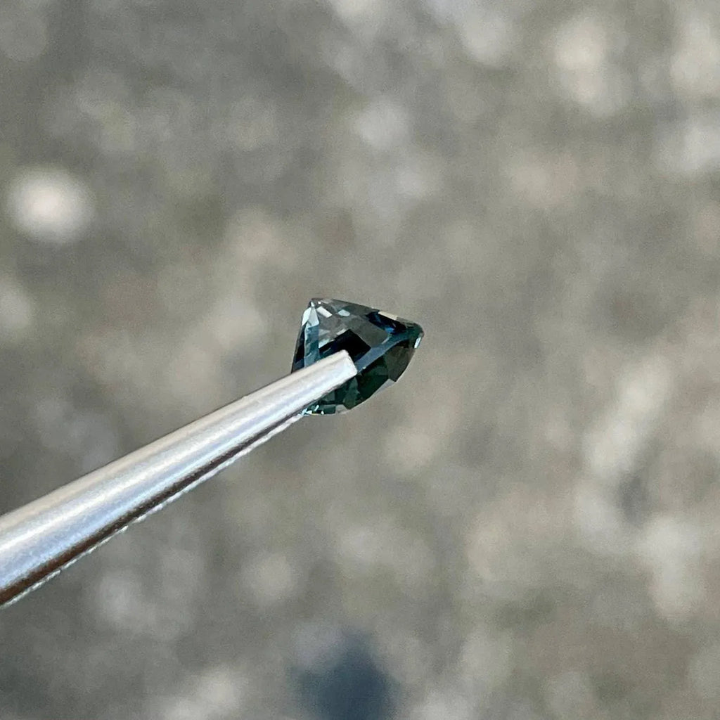 1.56 Carat Teal Gray Spinel Stone: Cushion Cut Burmese Gemstone - Splendor Gems