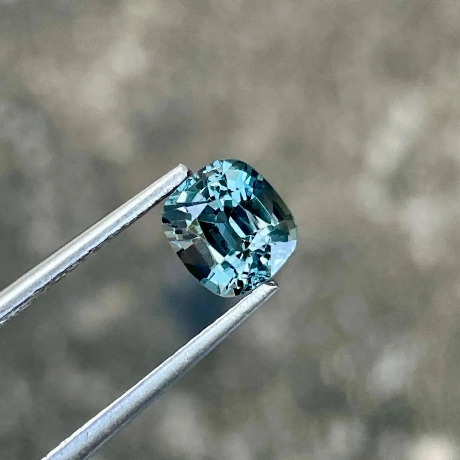 1.56 Carat Teal Gray Spinel Stone: Cushion Cut Burmese Gemstone - Splendor Gems