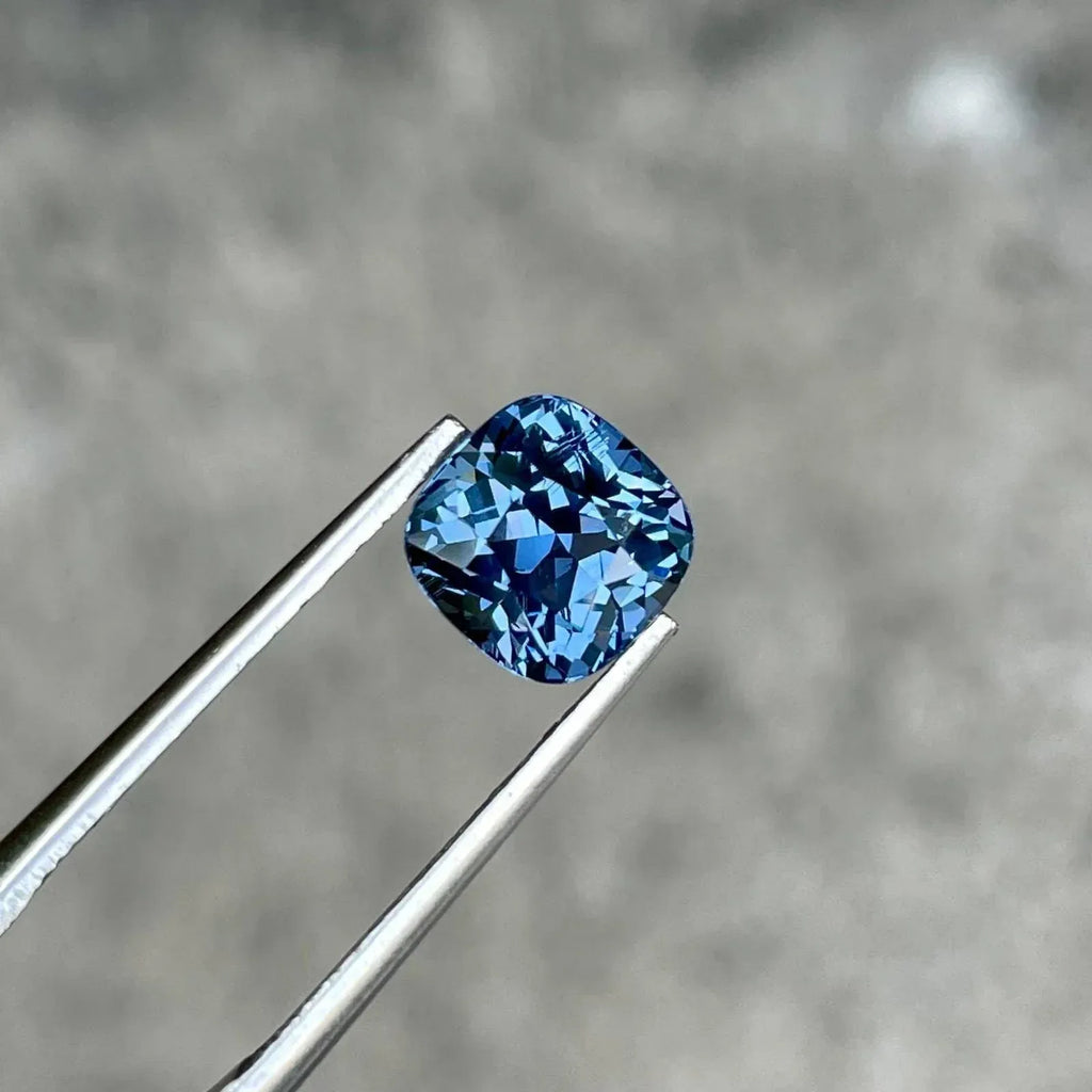 2.50 Carat Violetish Blue Spinel Gemstone: Faceted Cushion Cut, Tanzania - Splendor Gems