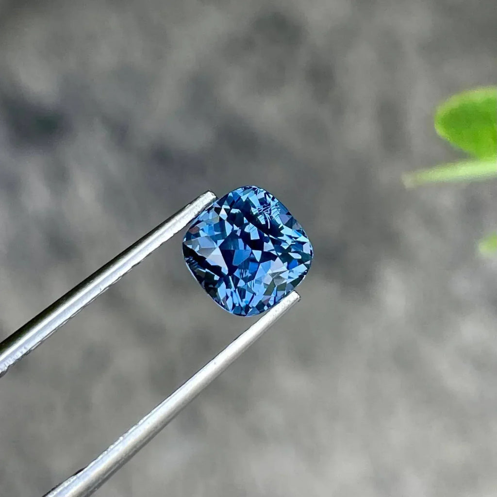 2.50 Carat Violetish Blue Spinel Gemstone: Faceted Cushion Cut, Tanzania - Splendor Gems