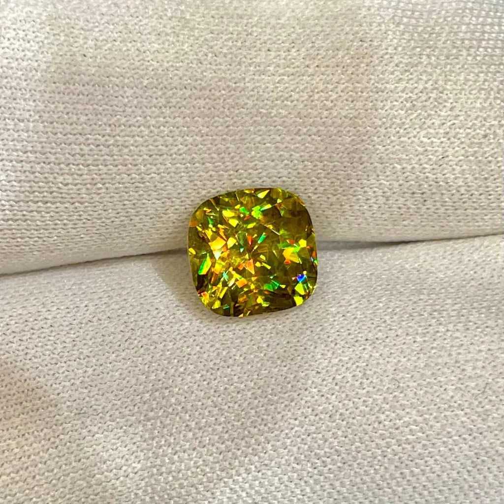 4.45 Carat Cushion Cut Sphene Gemstone: Madagascar Vivid Fire - Splendor Gems
