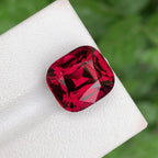 Cherry Red Garnet: 11.30 CTS Faceted Cushion Cut Gemstone - Splendor Gems