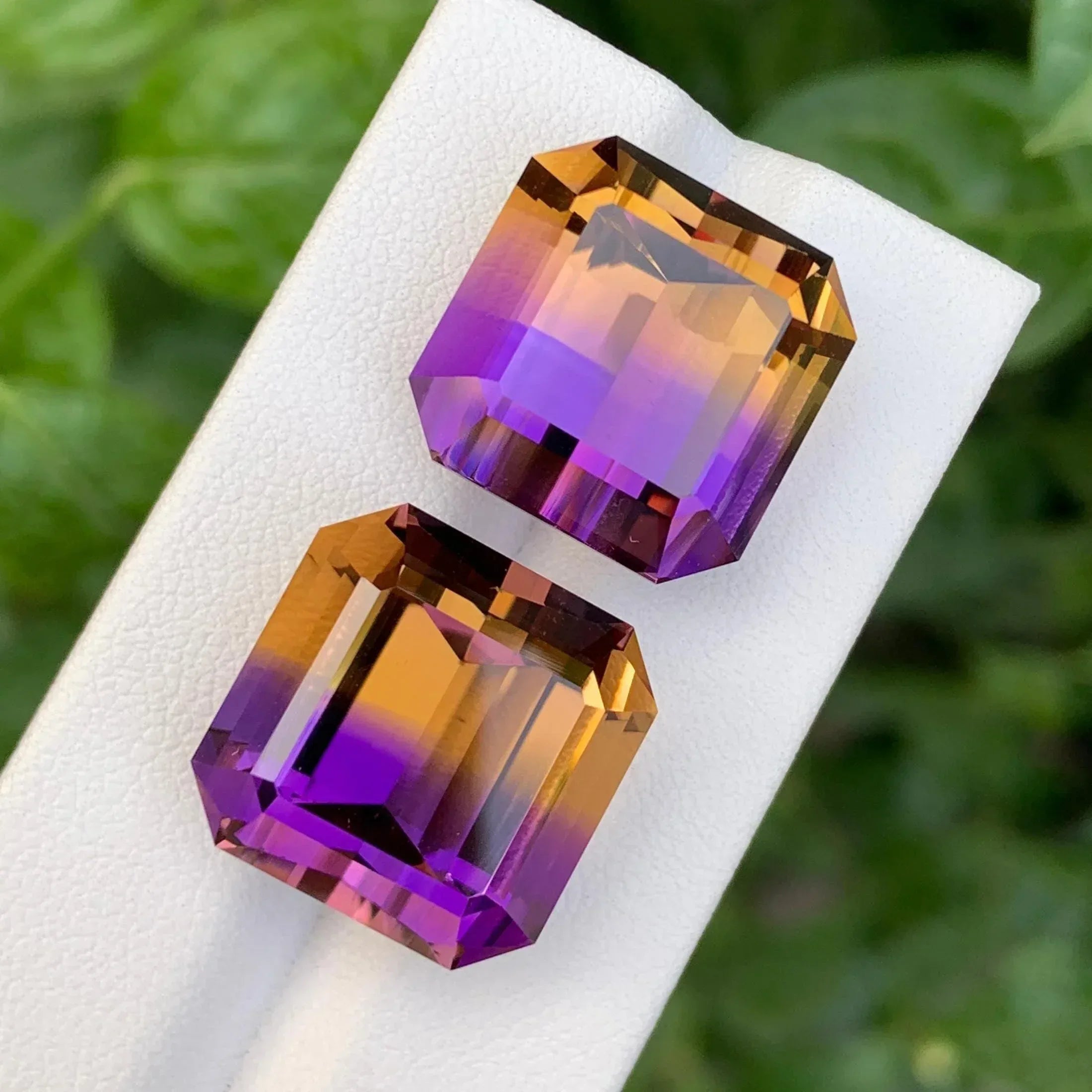 50.90 Ct Bi-Color Ametrine Gemstone: Square Emerald Cut, Bolivia Origin - Splendor Gems