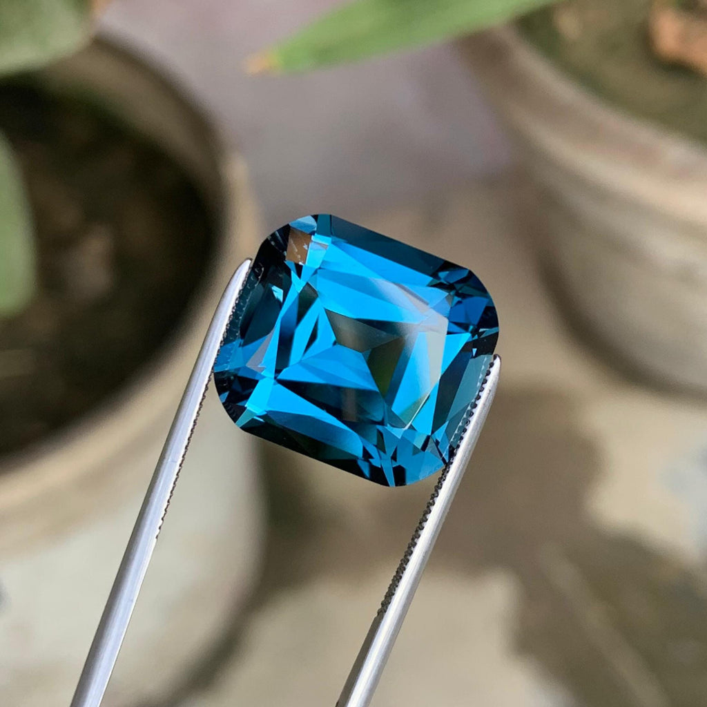 French Blue Topaz Gemstone: 18.80 ct Cushion Cut, Brazil