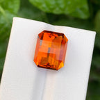 Pixel Cut Mandarin Citrine: 8.70 Carat Loose Gemstone