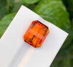 Pixel Cut Mandarin Citrine: 8.70 Carat Loose Gemstone