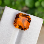 Blaze Orange Mandarin Citrine: Faceted Asscher Cut Gemstone, 7.70 CTS - Splendor Gems