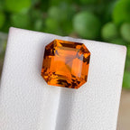 Blaze Orange Mandarin Citrine: Faceted Asscher Cut Gemstone, 7.70 CTS - Splendor Gems