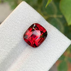 Strawberry Red Garnet Stone: Faceted Cushion Cut, Tanzania Origin