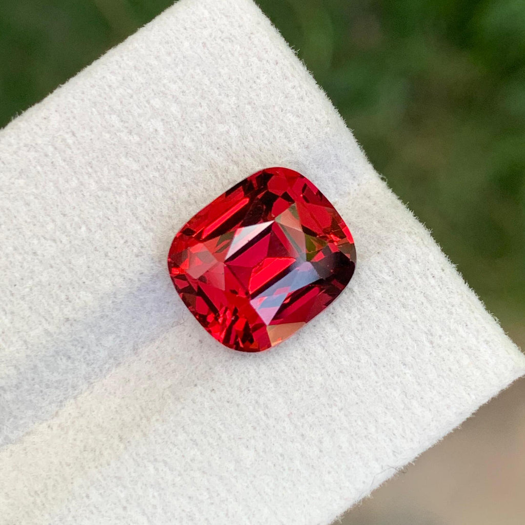 Strawberry Red Garnet Stone: Faceted Cushion Cut, Tanzania Origin