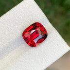 Strawberry Red Garnet Stone: Faceted Cushion Cut, Tanzania Origin