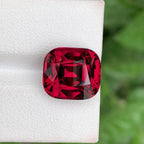 Cherry Red Garnet: 11.30 CTS Faceted Cushion Cut Gemstone - Splendor Gems