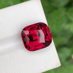 Cherry Red Garnet: 11.30 CTS Faceted Cushion Cut Gemstone - Splendor Gems