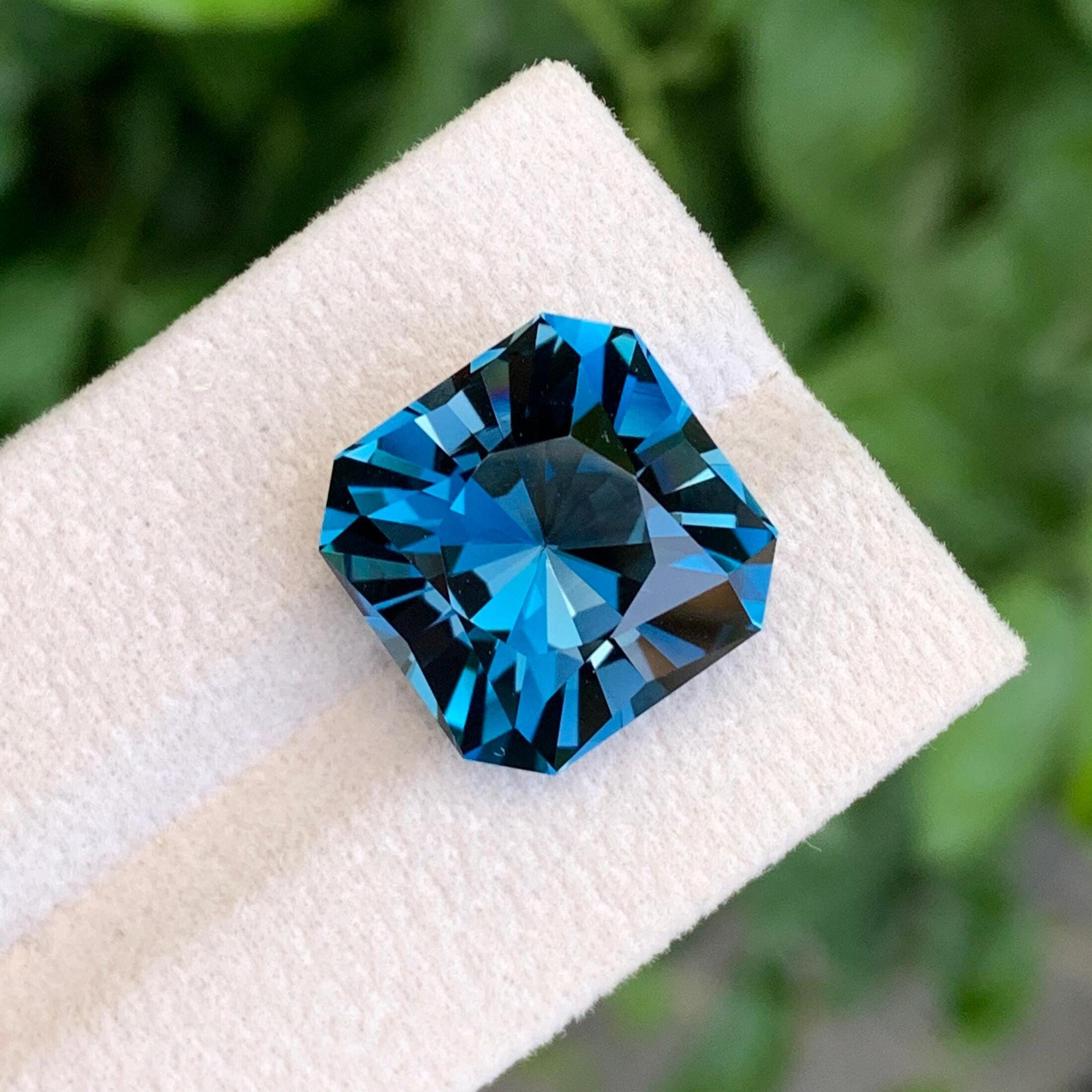 London Blue Topaz: 19.25 Carat Faceted Gemstone, Custom Cut