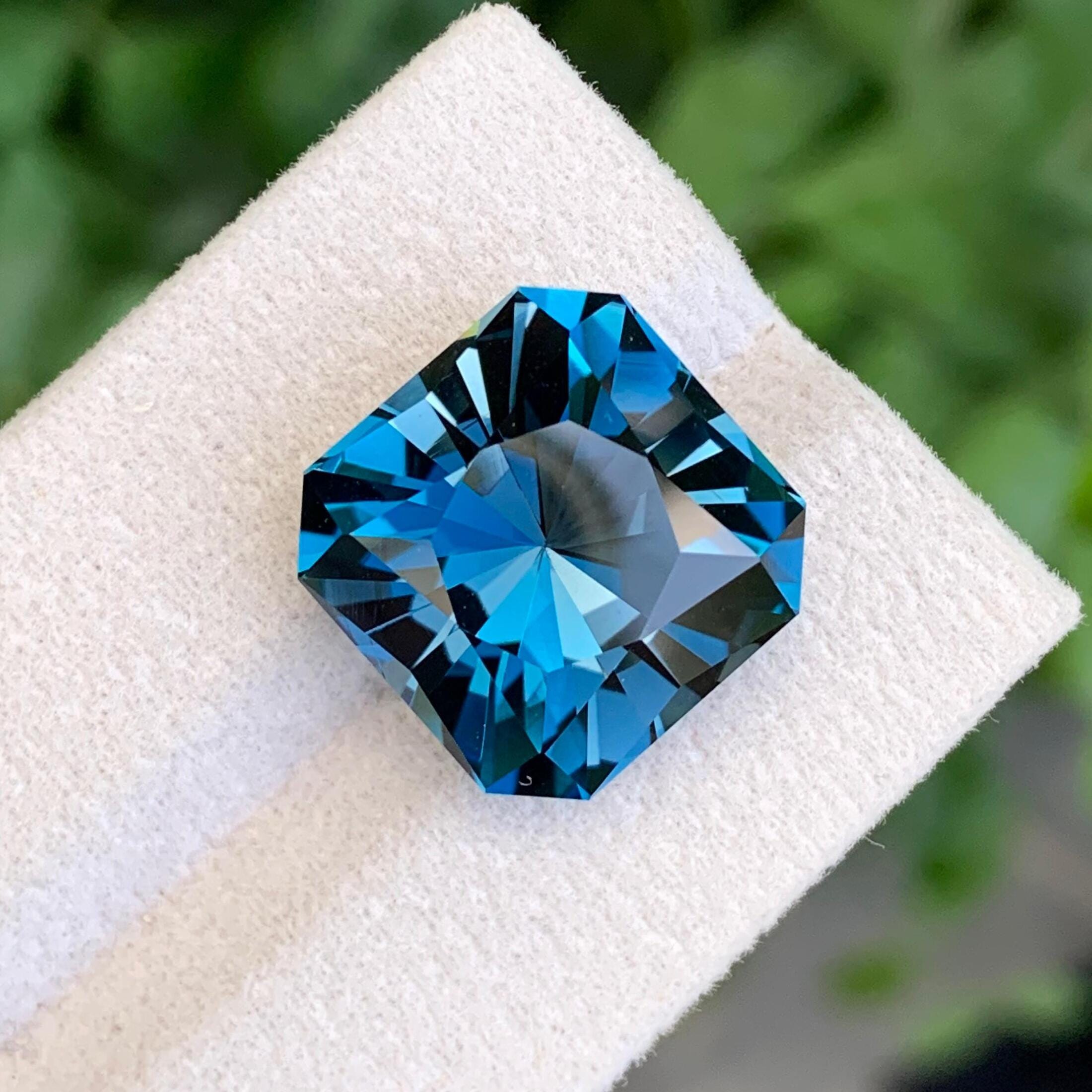 London Blue Topaz: 19.25 Carat Faceted Gemstone, Custom Cut