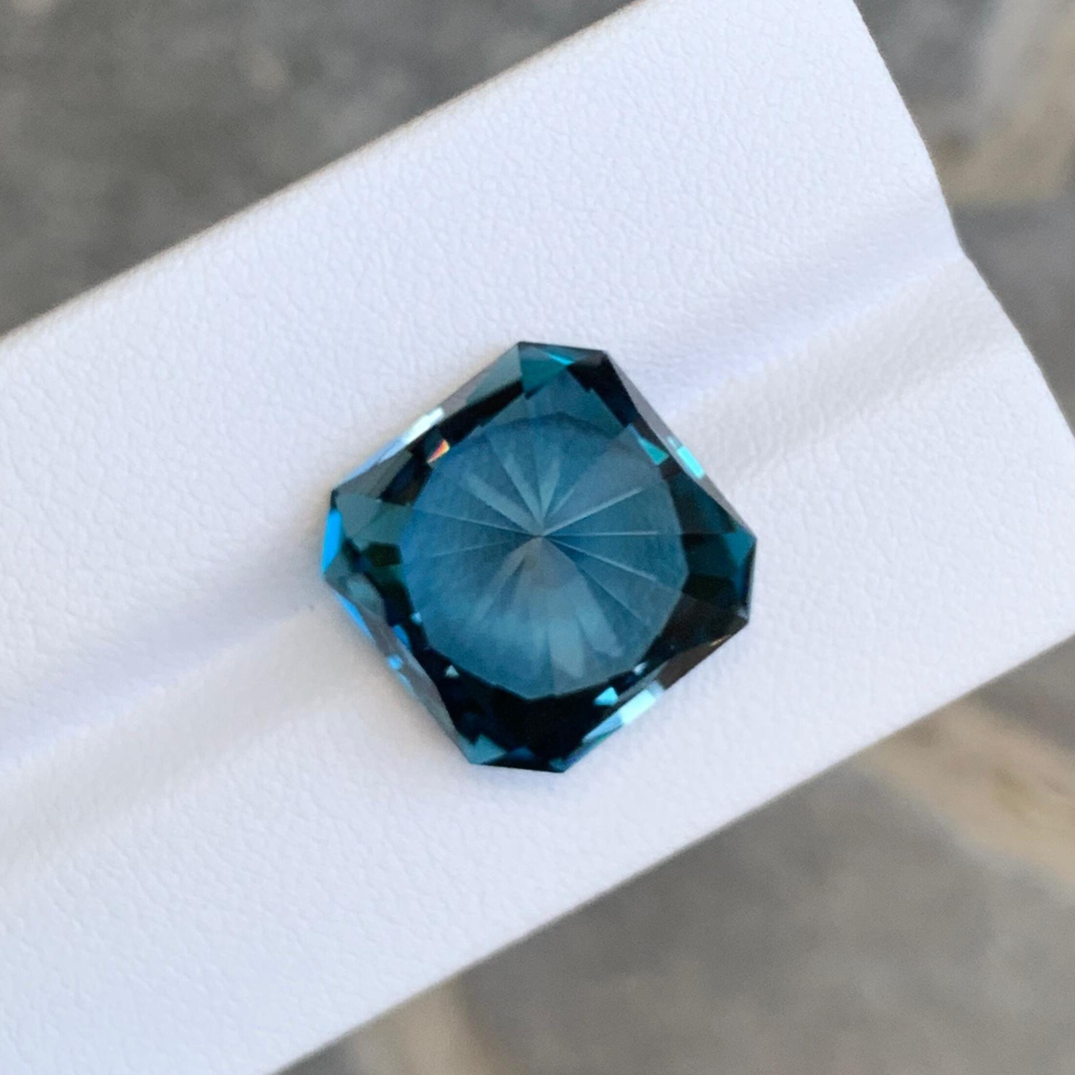 London Blue Topaz: 19.25 Carat Faceted Gemstone, Custom Cut