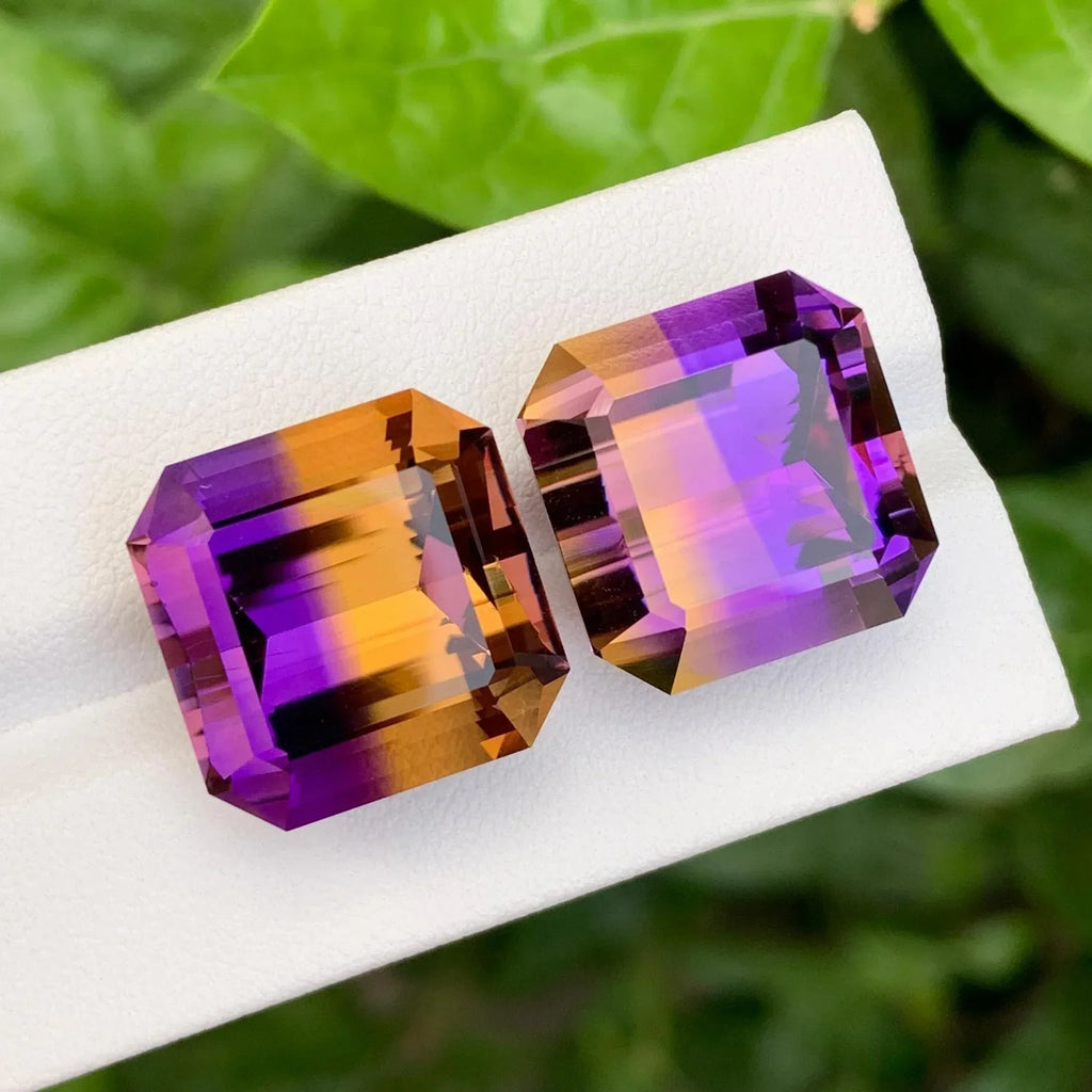 50.90 Ct Bi-Color Ametrine Gemstone: Square Emerald Cut, Bolivia Origin - Splendor Gems