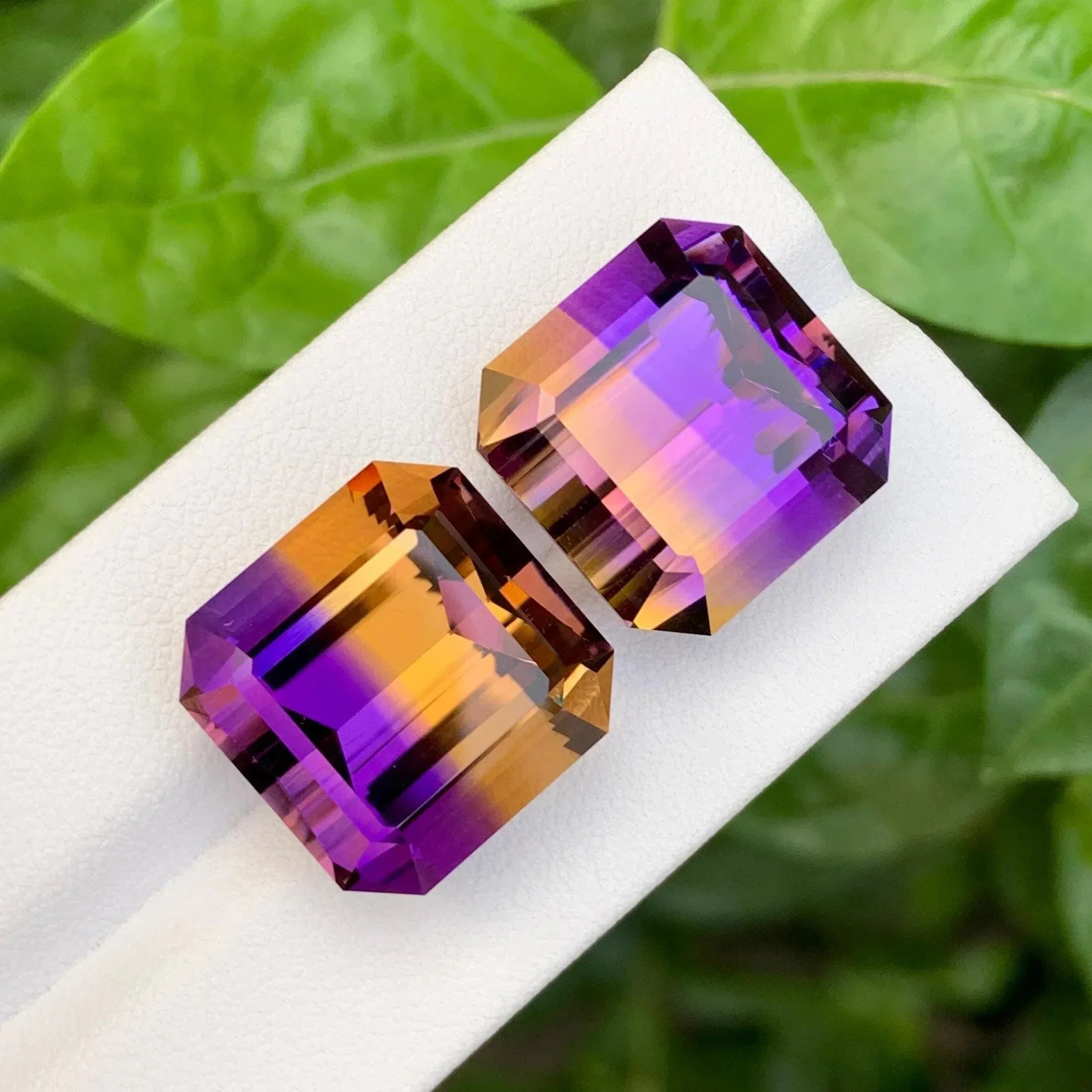 50.90 Ct Bi-Color Ametrine Gemstone: Square Emerald Cut, Bolivia Origin - Splendor Gems