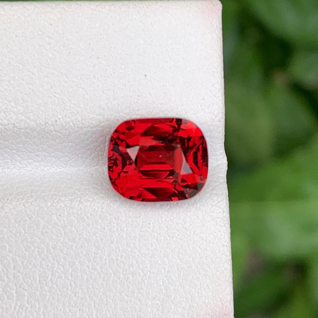 Venetian Red Garnet Gemstone: Faceted Cushion Cut, 5.20 CTS, Madagascar