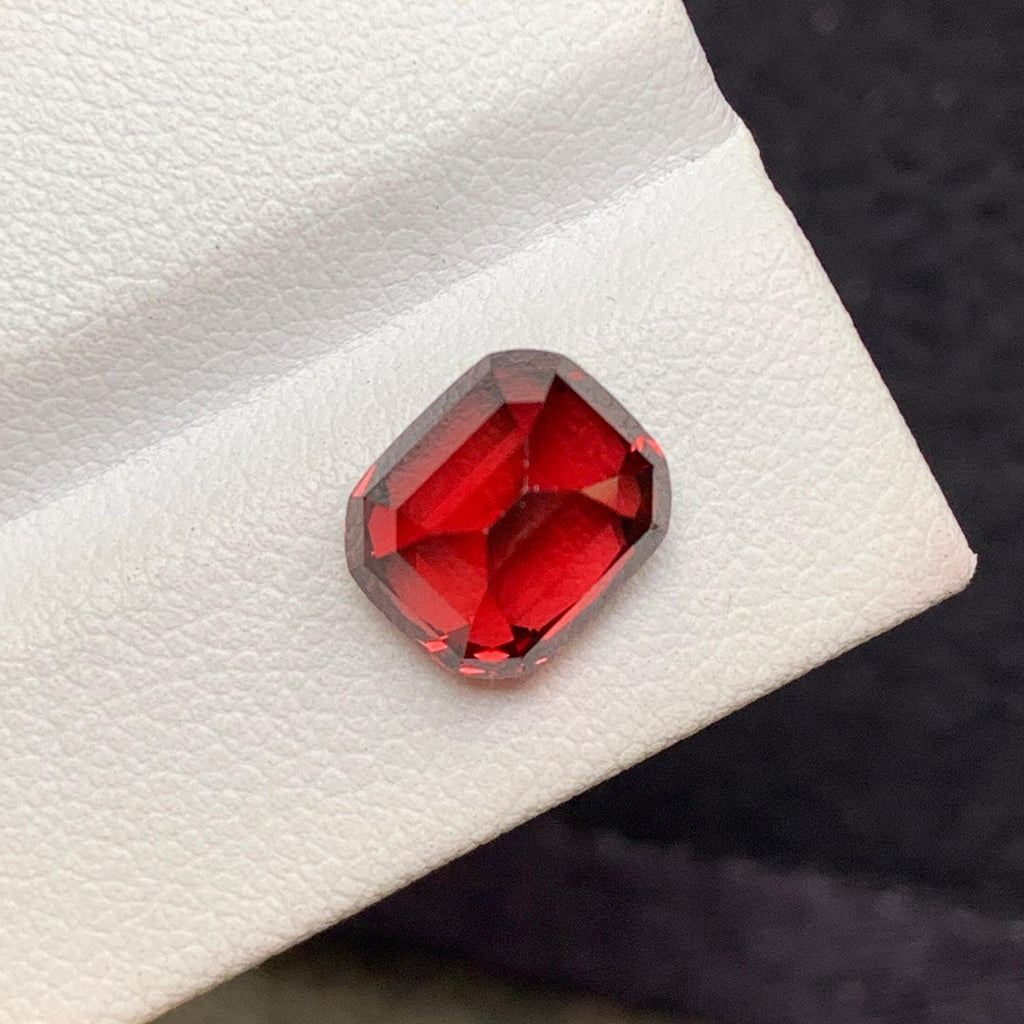 Venetian Red Garnet Gemstone: Faceted Cushion Cut, 5.20 CTS, Madagascar