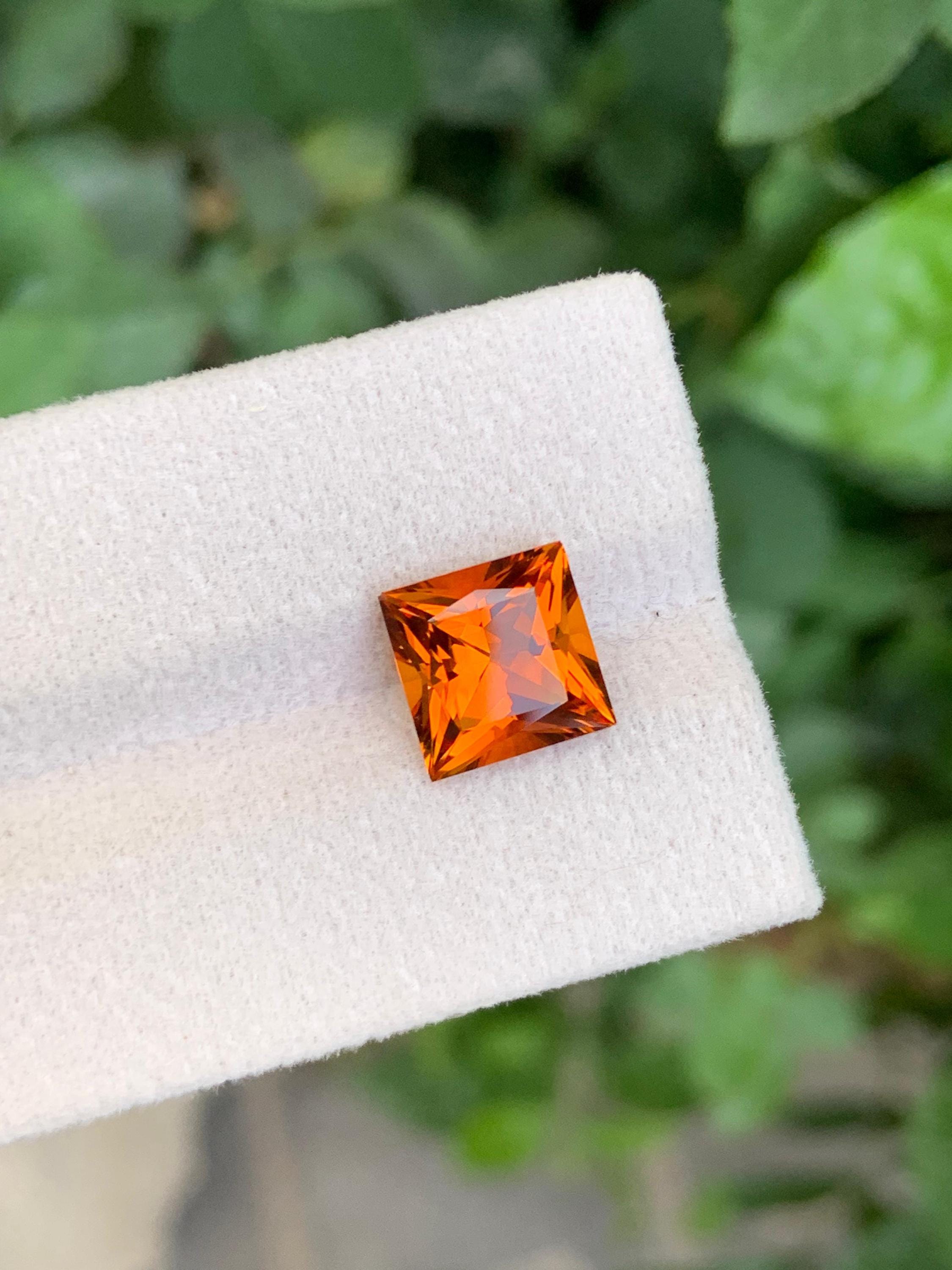 Mandarin Citrine Gemstone: 3.05 Carat Princess Cut, Loupe Clean Secondary image