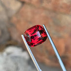 Strawberry Red Garnet Stone: Faceted Cushion Cut, Tanzania Origin