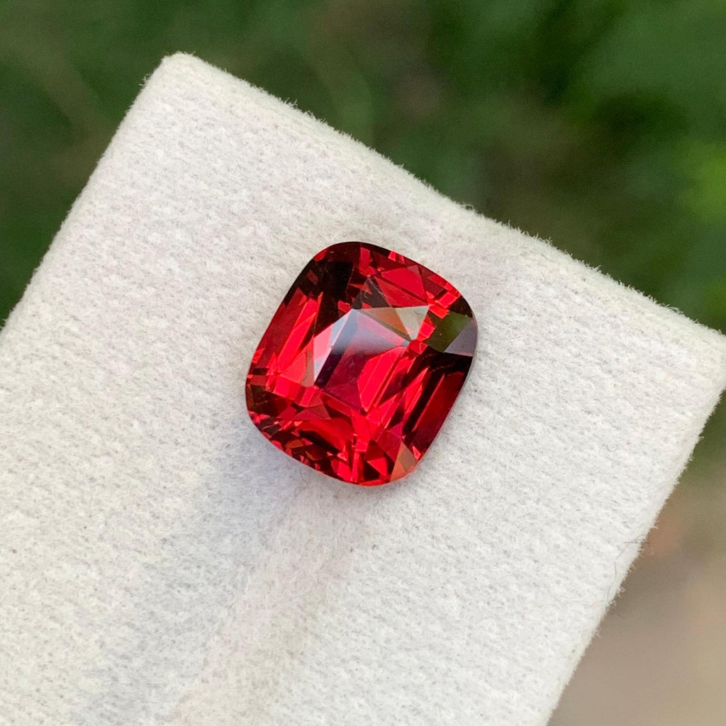 Strawberry Red Garnet Stone: Faceted Cushion Cut, Tanzania Origin