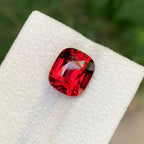 Strawberry Red Garnet Stone: Faceted Cushion Cut, Tanzania Origin