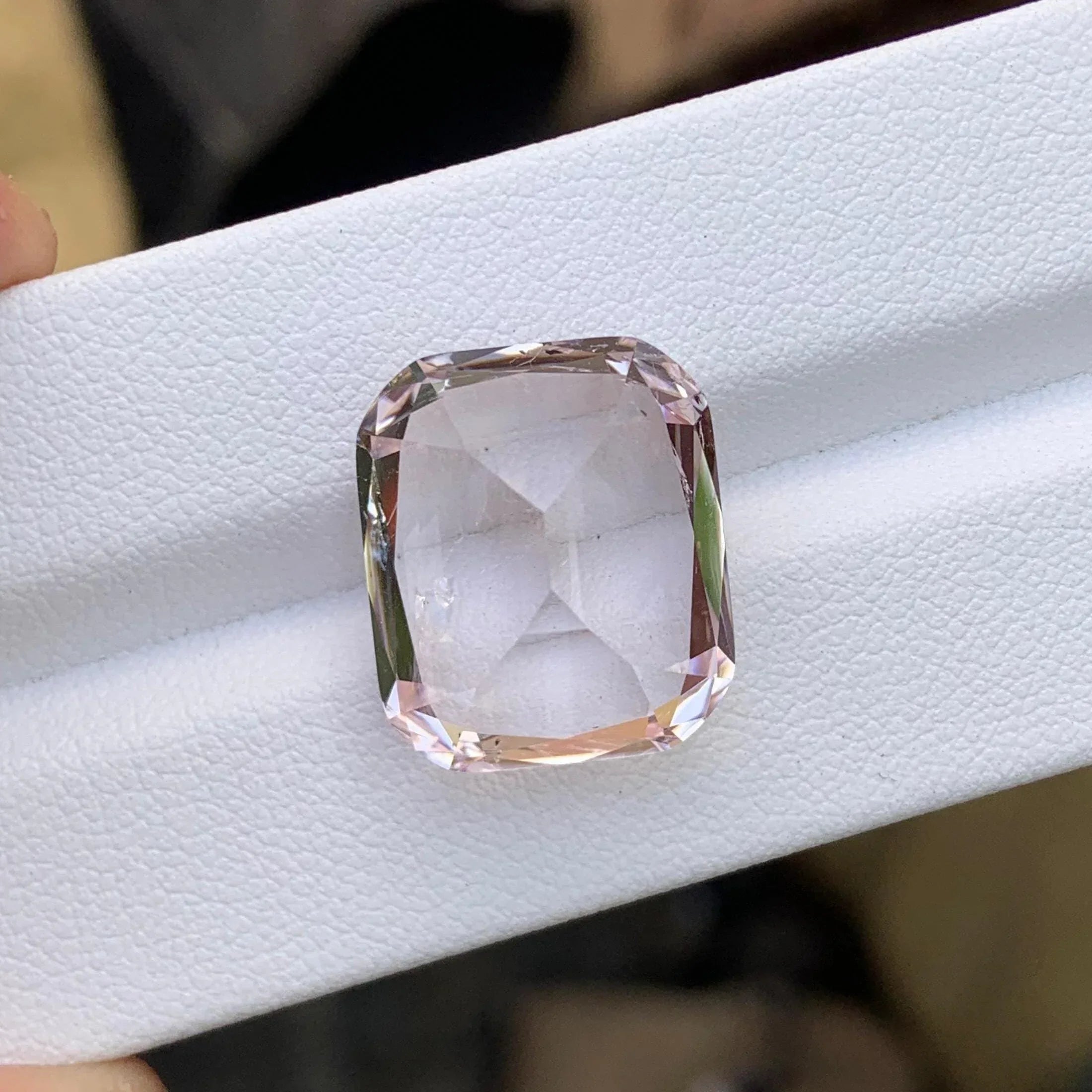 18.25 Carat Light Pink Morganite Gemstone: Faceted Cushion Cut, VVS Clarity Secondary image
