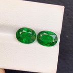 Green Tsavorite Garnet Pair: Faceted Oval Loose Gemstones, Madagascar Origin
