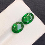 Green Tsavorite Garnet Pair: Faceted Oval Loose Gemstones, Madagascar Origin