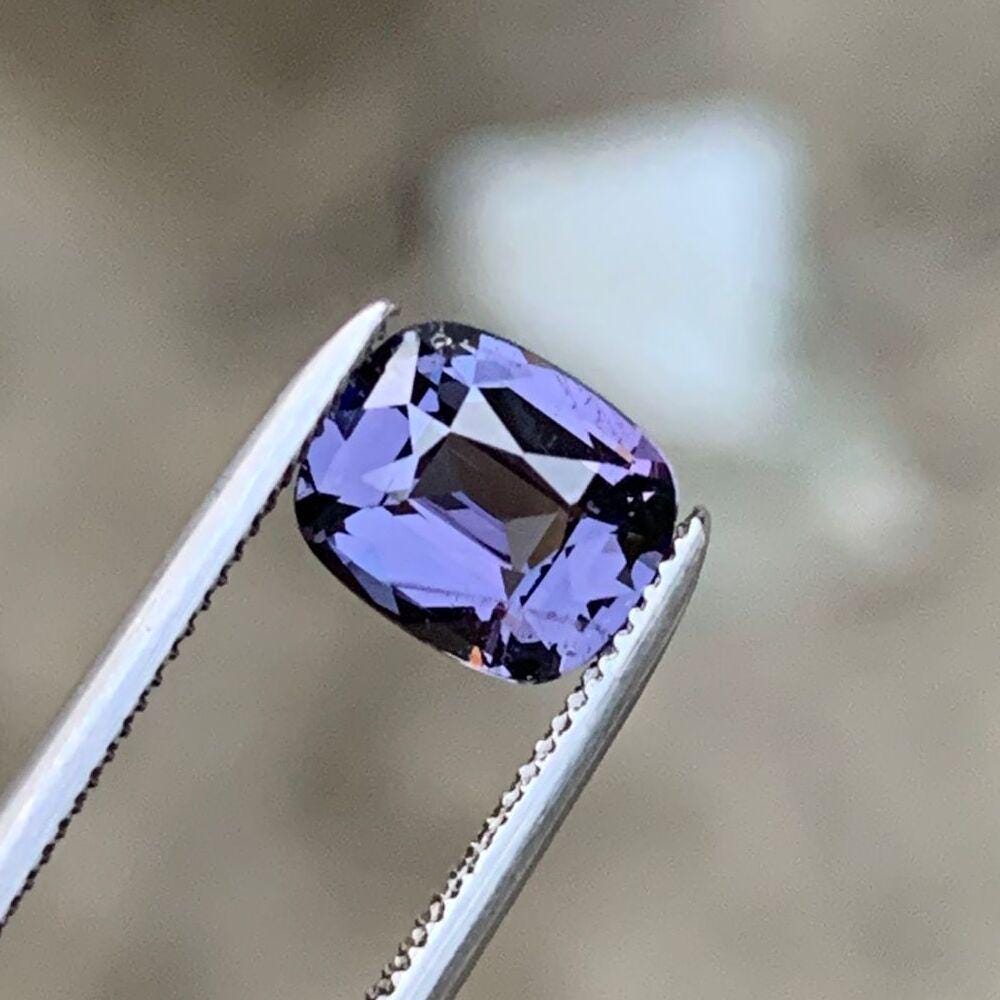 Gray Spinel Gemstone: 1.25 Carat Cushion Cut, Burma Origin