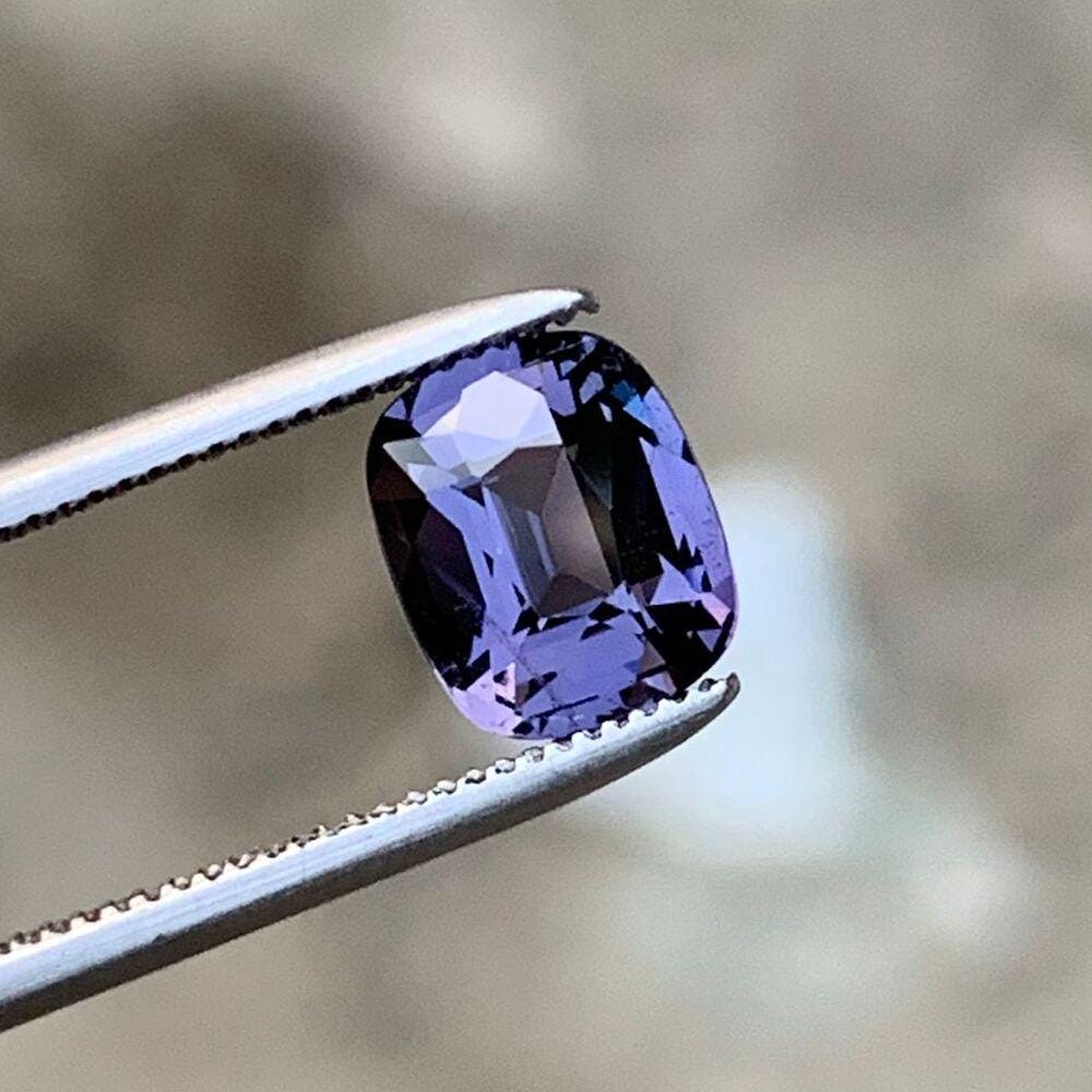Gray Spinel Gemstone: 1.25 Carat Cushion Cut, Burma Origin