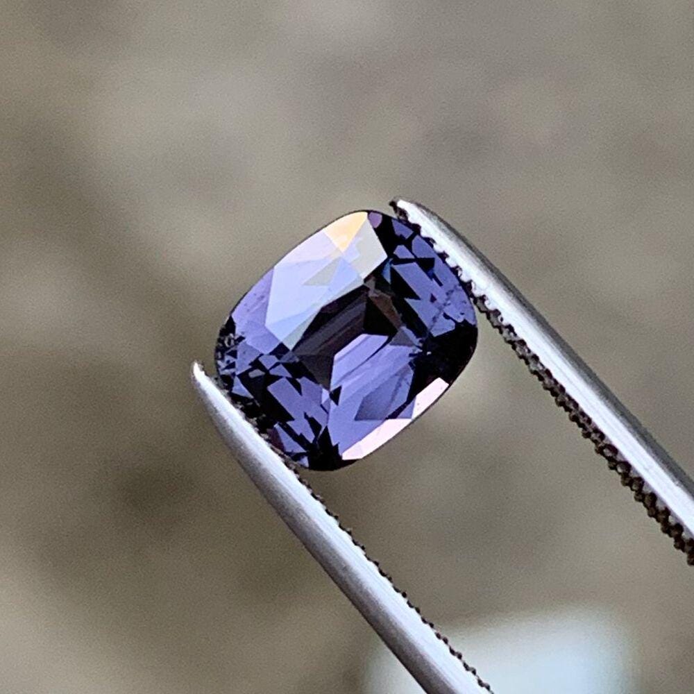 Gray Spinel Gemstone: 1.25 Carat Cushion Cut, Burma Origin