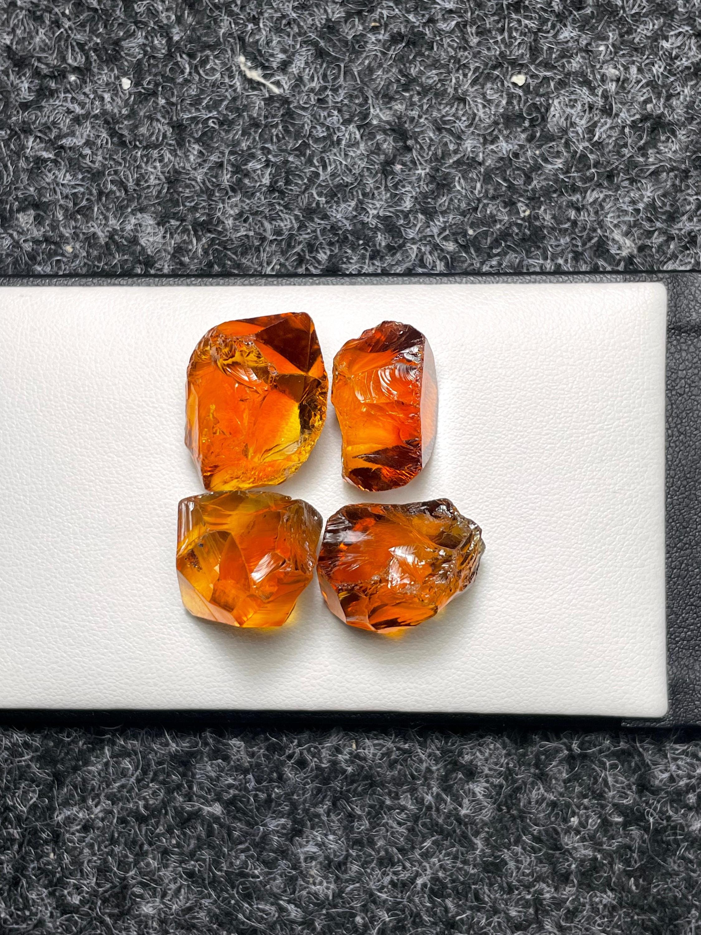 Rough Mandarin Citrine: Natural Untreated Orange Gemstone, Brazil (23 Gram, 4 Pieces) Main image